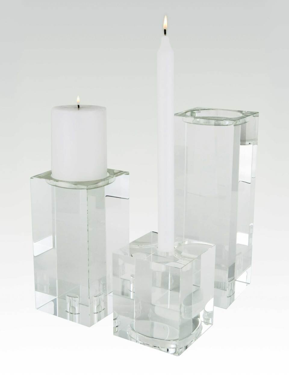 Tizo Cube Art Medium Crystal Glass Pillar Candle Holder PH160CH/M