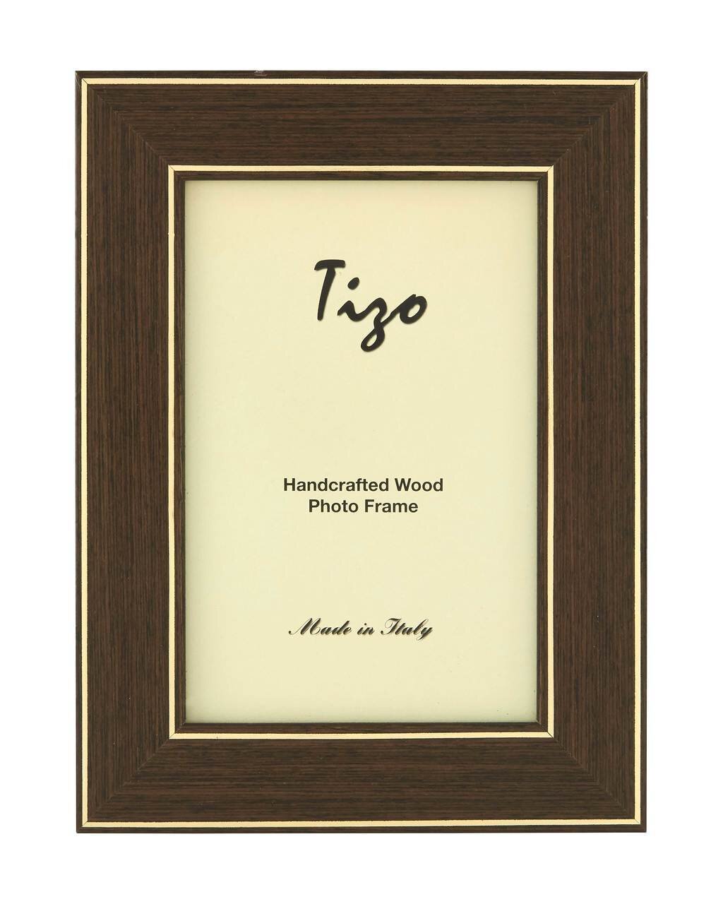 Tizo 4 x 6 Inch Gold Border Brown Wood Picture Frame OSR30BR46