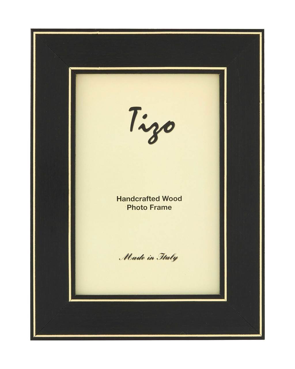 Tizo 4 x 6 Inch Gold Border Black Wood Picture Frame OSR30BK46