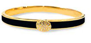 Halcyon Days 6mm Skinny Plain Pave Button BlackGold Hinged Bangle HBPSB0206G, MPN: HBPSB0206G, 5060…