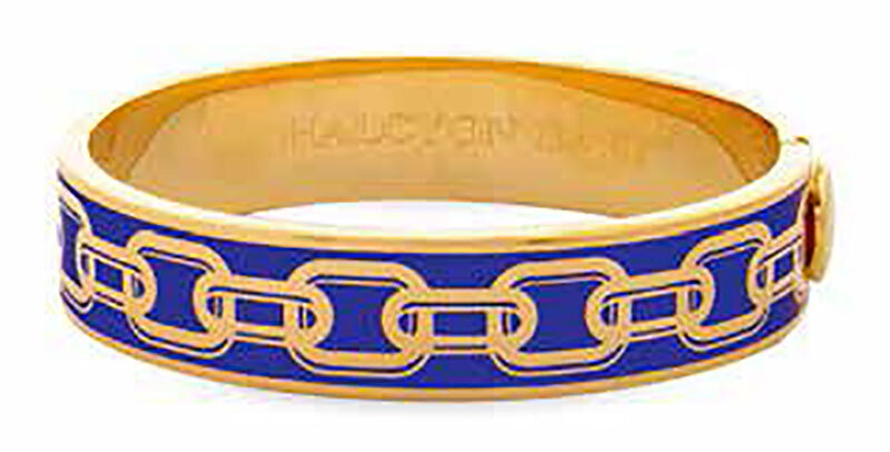Halcyon Days 13mm Chain Deep Cobalt Gold Hinged Bangle HBCHA1813G, MPN: HBCHA1813G,