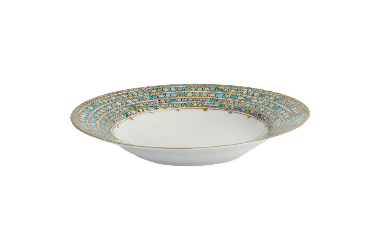 Robert Haviland Syracuse Tourquoise Rim Soup Plate 9 Inch HP61032, MPN: HP61032,