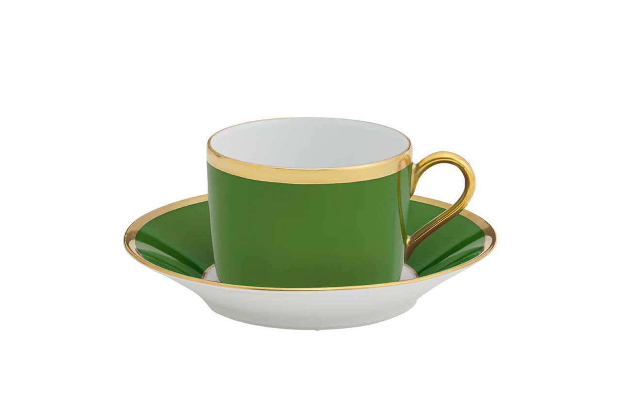 Robert Haviland Arc En Ciel Empire Green Tea Cup and Saucer HP51922
