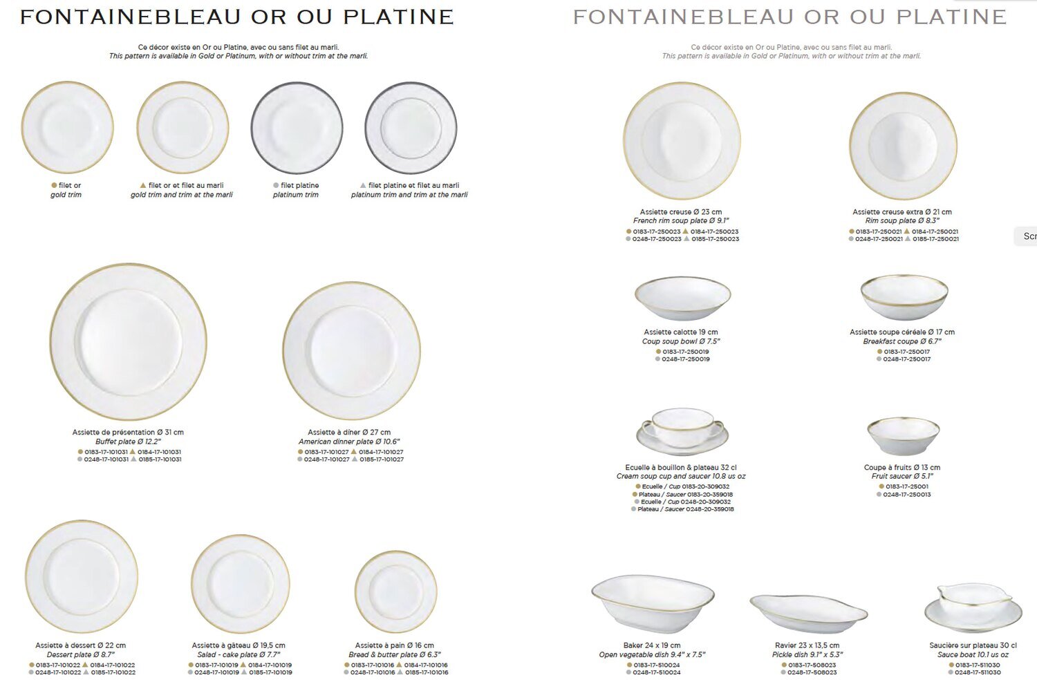Raynaud Fontainebleau Platinum Filet Marli Flat Chop Plate