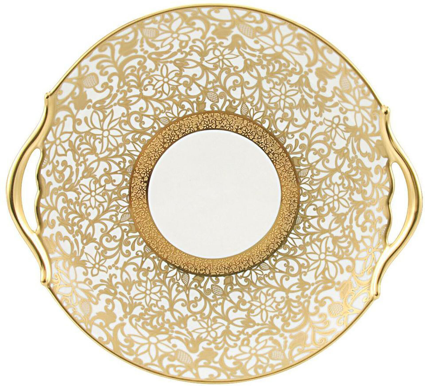 Raynaud Tolede Gold White Cake Dish With Hands, MPN: 0523-17-506025, 3660006625491