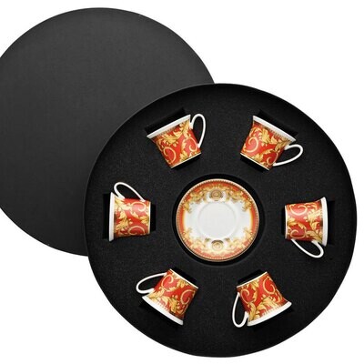 Versace Byzantine Dreams AD Cup &amp; Saucer Set of Six Rount Hat Box, MPN: 19315-403624-28336,