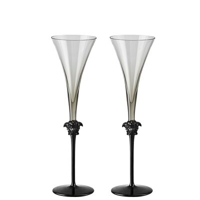 Versace Lumiere Haze Medusa Champagne Flute Set of Two 6 oz 12 in, MPN: 20665-321392-48804, 7909550…
