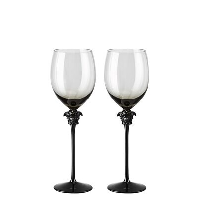 Versace Lumiere Haze Medusa Water Goblet Set of Two 16 oz 11 1/2 in, MPN: 20665-321392-48814, 79095…