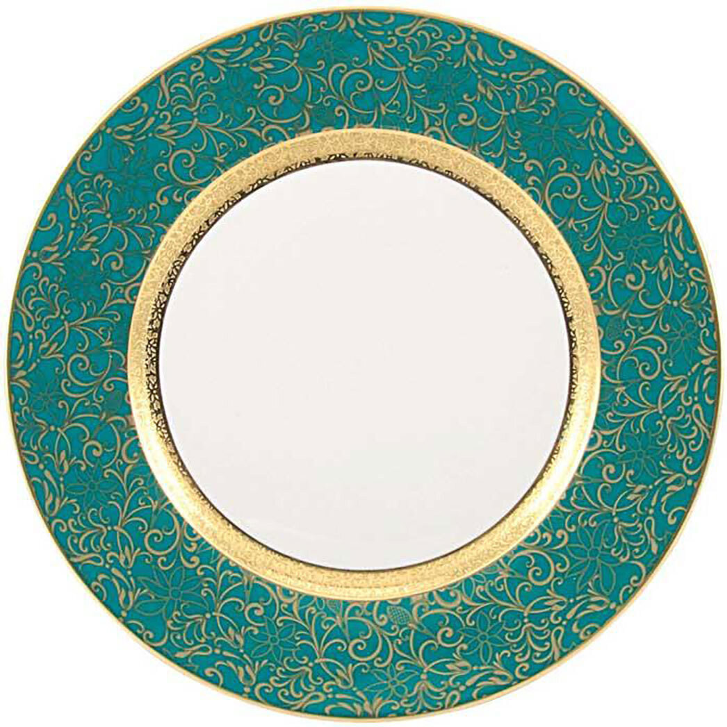 Raynaud Tolede Turquoise Gold Salad Cake Plate, MPN: 0528-17-101019, 3660006627068