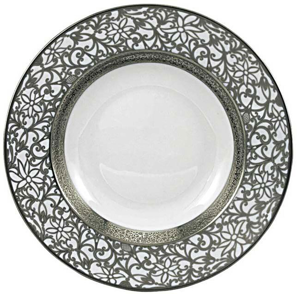 Raynaud Tolede White Platinum French Rim Soup Plate