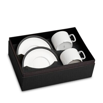 L&#39;Objet Soie Tressee Black Tea Cup with Saucer (Set of 2) ST553, MPN: ST553,