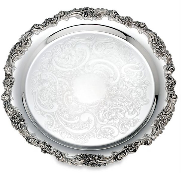 Reed and Barton Burgundy Round Tray 13.0, MPN: S-2302, 735092060143