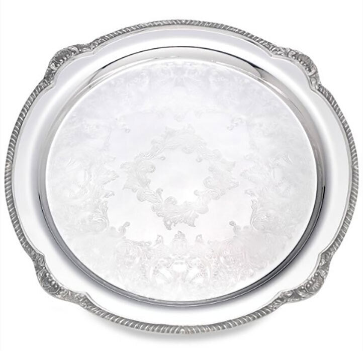 Reed and Barton Shell &amp; Gadroon Round Tray 15.0, MPN: 3612, 735092192455