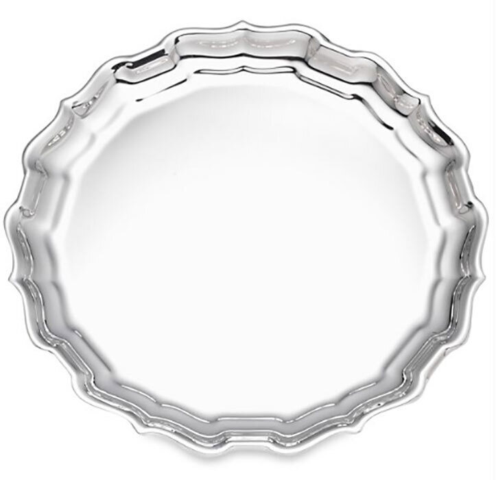Reed and Barton Chippendale Sterling Silver Round Tray 12.0