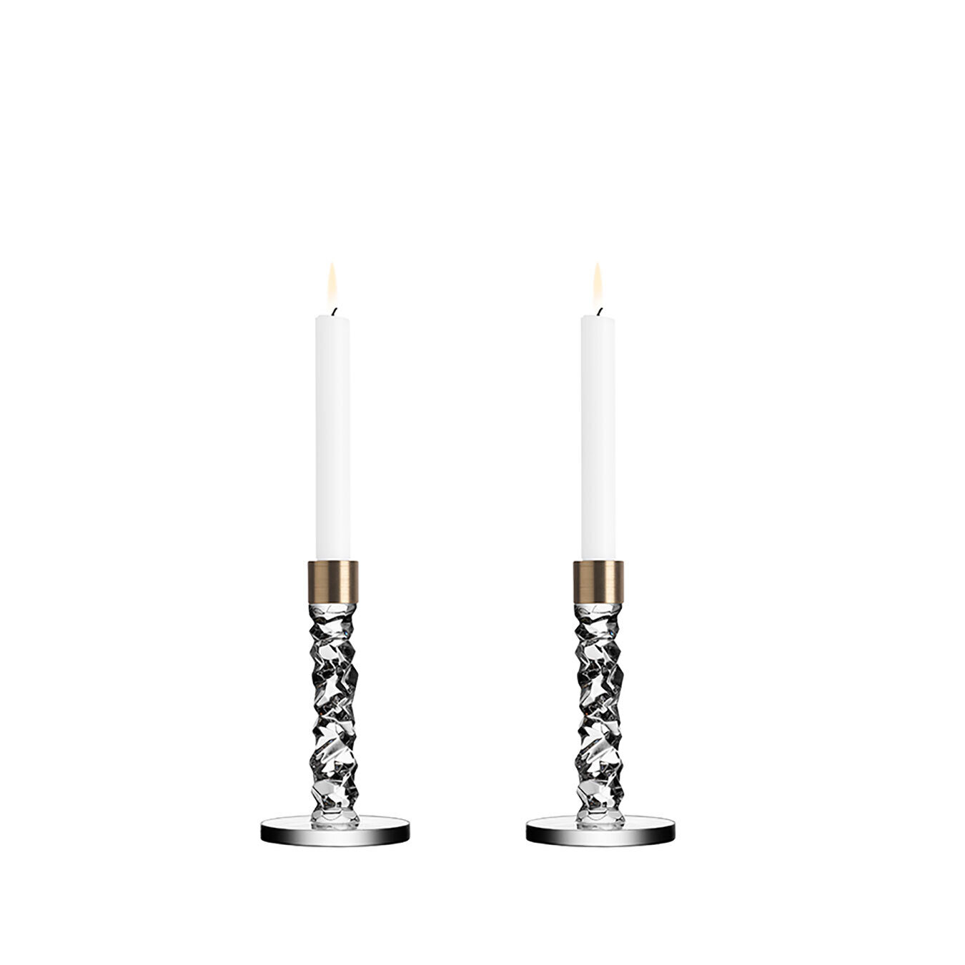 Orrefors Carat Candlestick Pair Brass Small 6719895