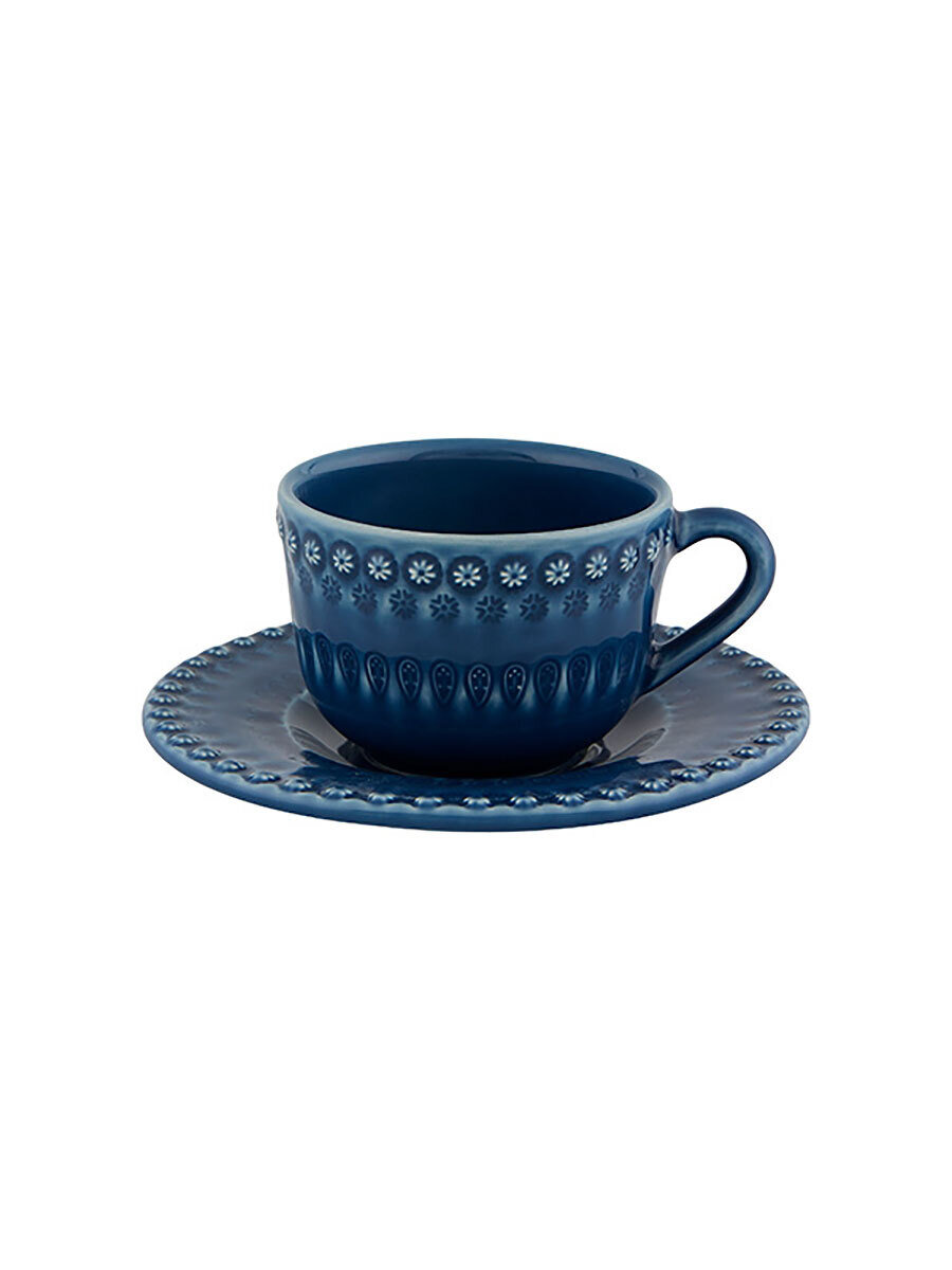 Bordallo Pinheiro Fantasy Tea Cup and Saucer Blue Blue