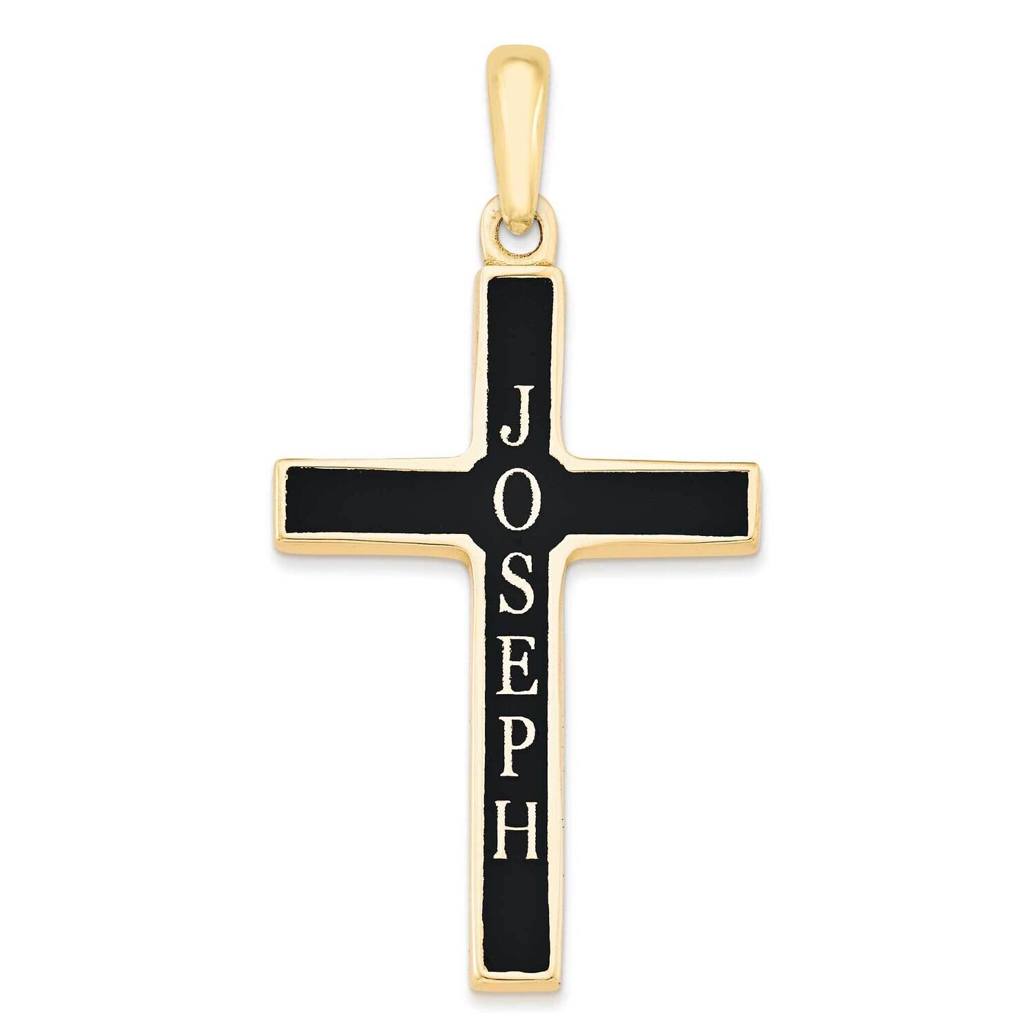Casted High Polished with Antique Letters Name Cross Pendant 10k Gold 10XNA512Y