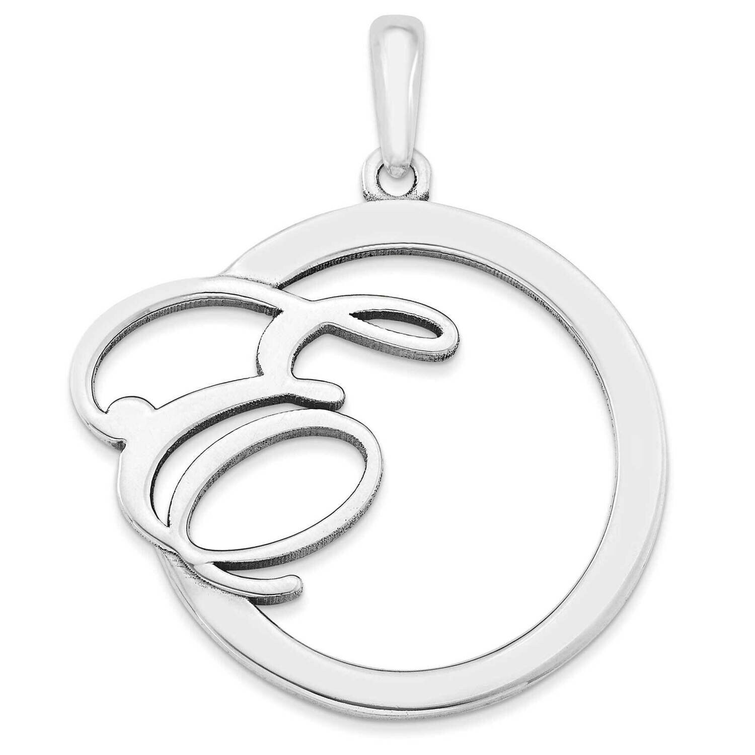 Casted Polished & Satin Initial in Circle Pendant 10k White Gold 10XNA515W
