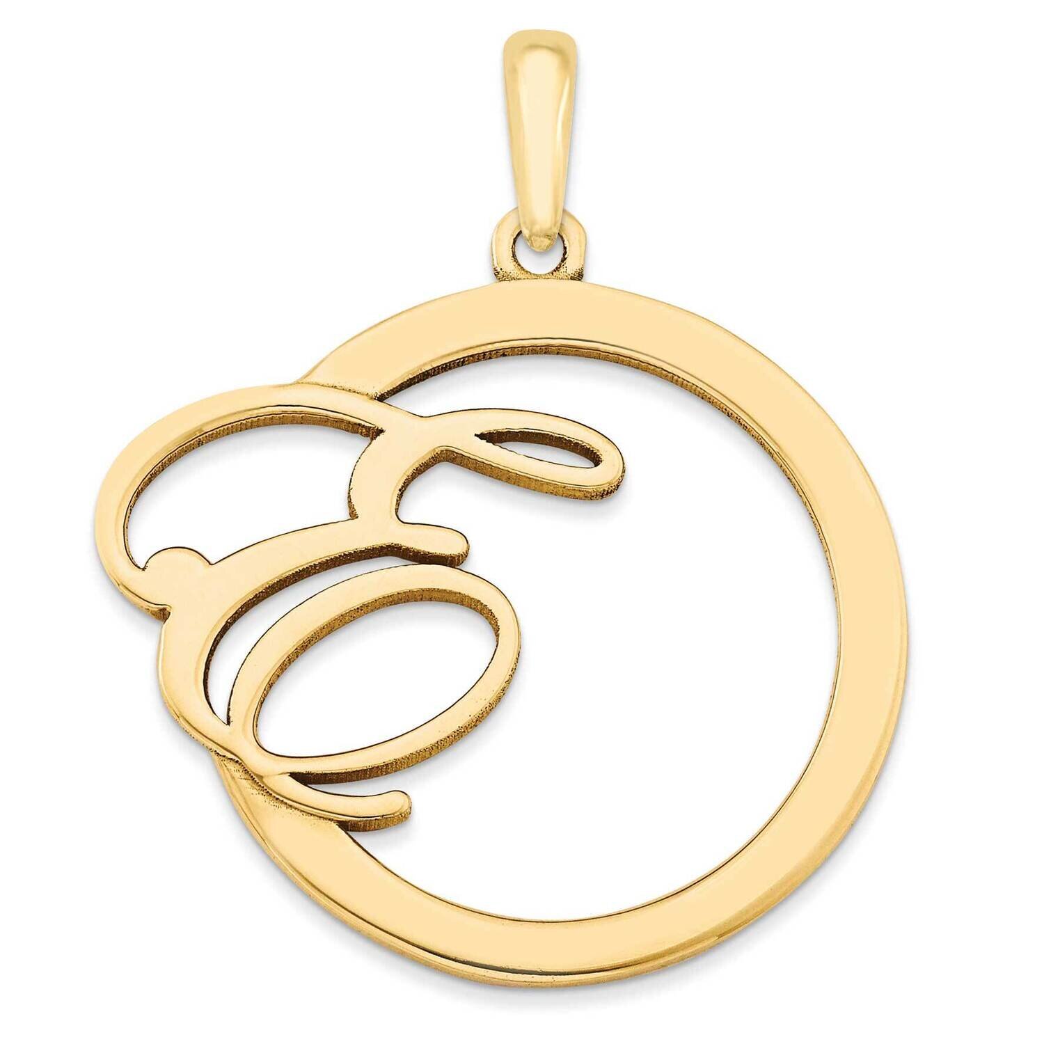 Casted Polished & Satin Initial in Circle Pendant 10k Gold 10XNA515Y