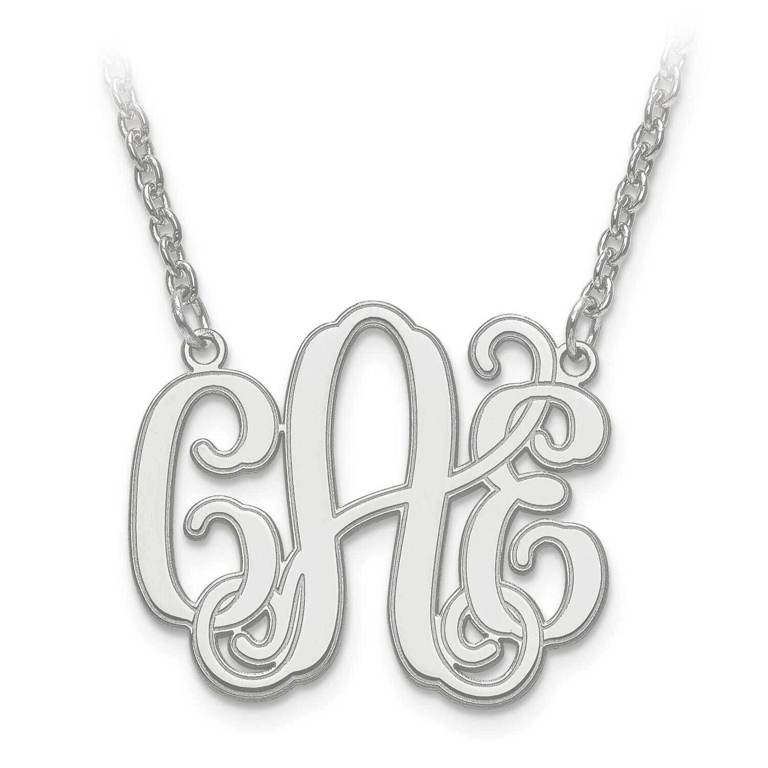 S Laser Polished Etched Outline Monogram with Chain 10k White Gold 10XNA539W, MPN: 10XNA539W, 88677…