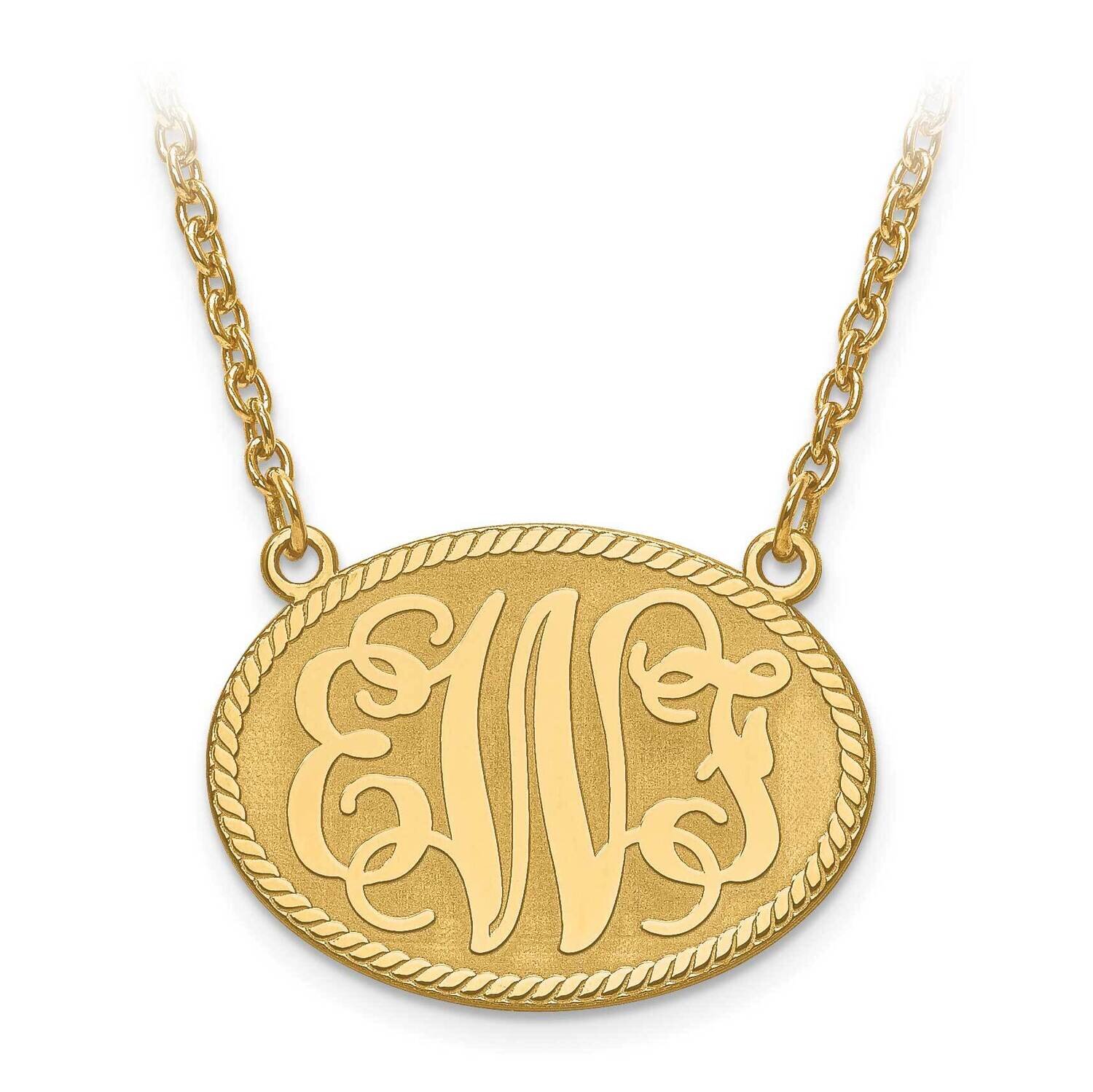 Laser Small Oval Monogram Plate And Border with Chain 10k Gold 10XNA575Y