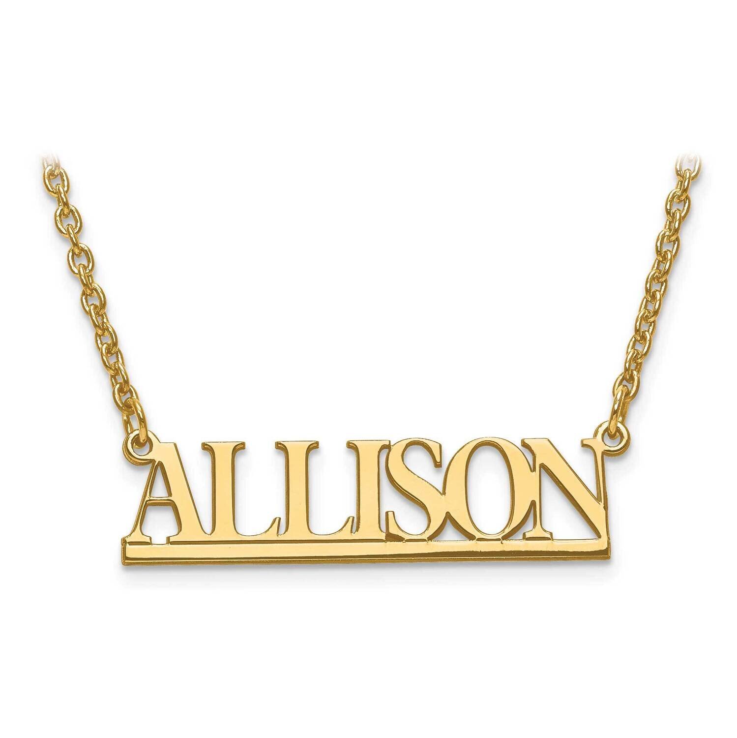 Small Laser Polished Nameplate with Chain 10k Gold 10XNA629Y