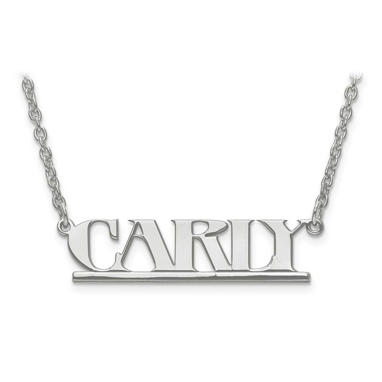 Small Laser Polished Nameplate with Chain 10k White Gold 10XNA631W