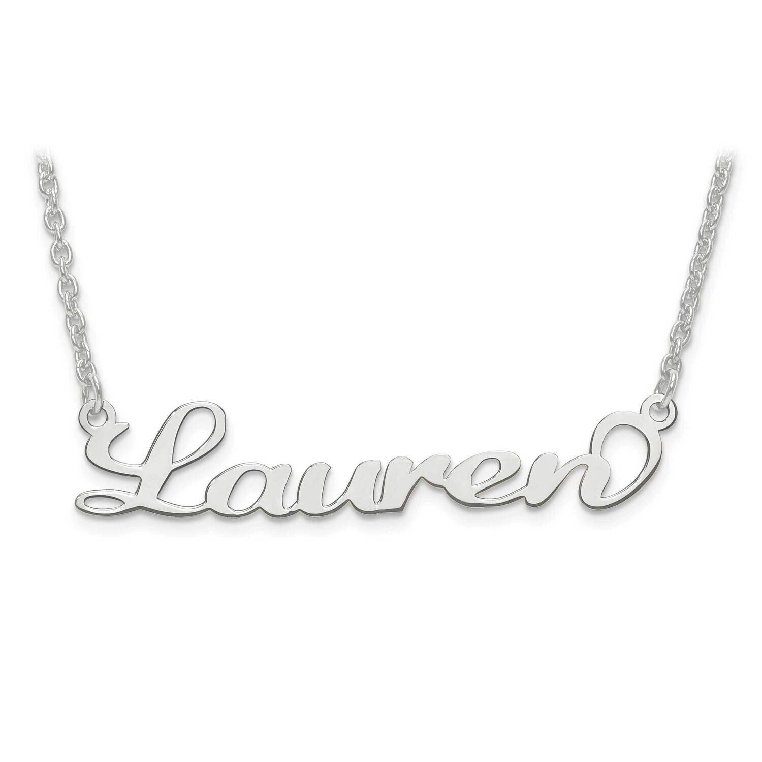Laser Polished Nameplate with Chain 10k White Gold 10XNA634W