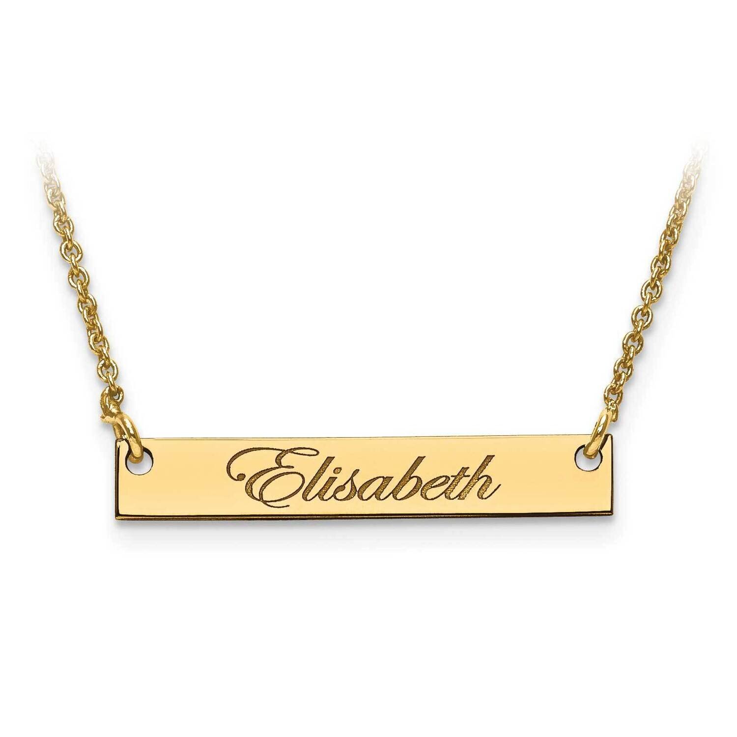Small Polished Script Name Bar with Chain 10k Gold 10XNA640Y
