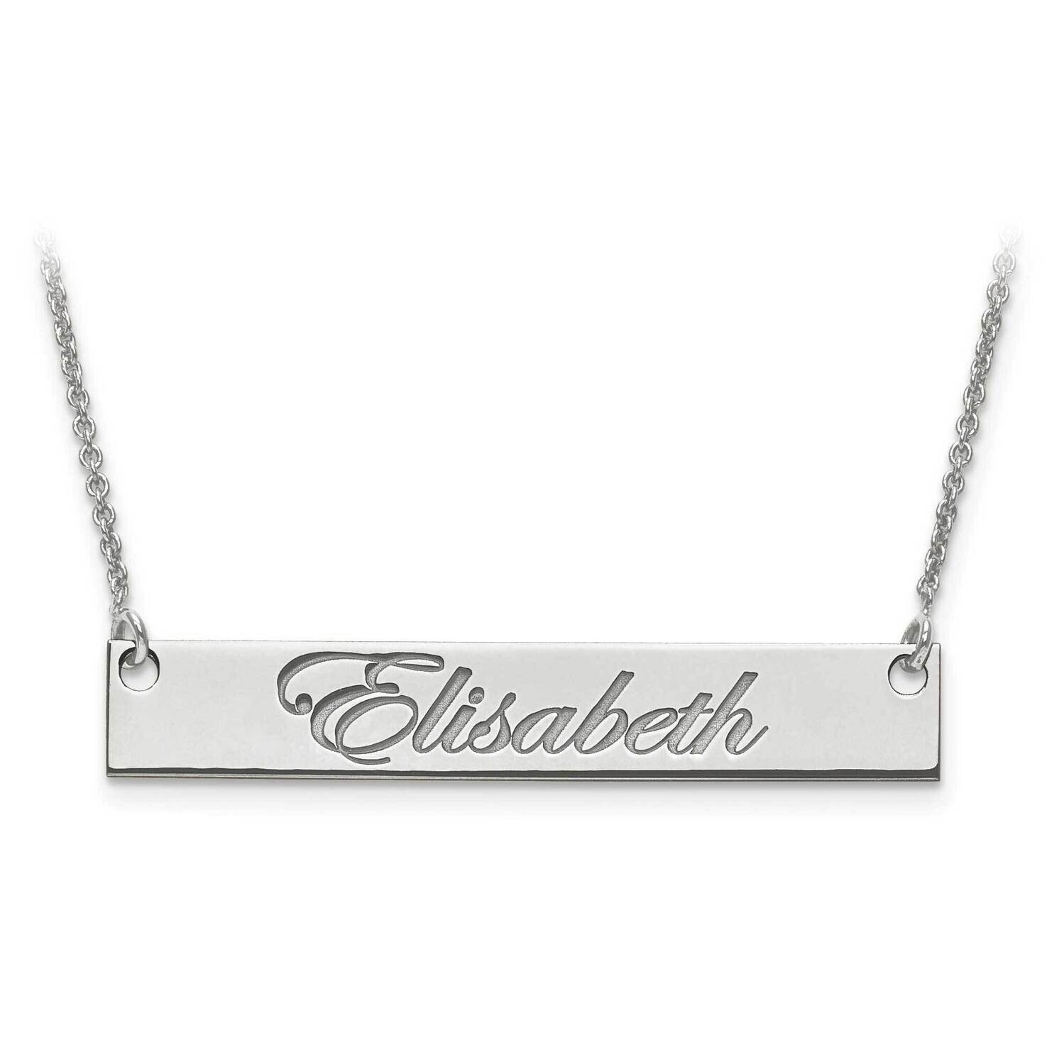 Medium Polished Script Name Bar with Chain 10k White Gold 10XNA641W, MPN: 10XNA641W, 886774615301