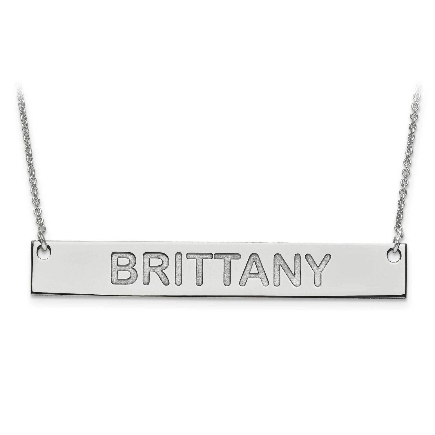 Large Polished Block Letter Name Bar with Chain 10k White Gold 10XNA645W, MPN: 10XNA645W, 191101219…