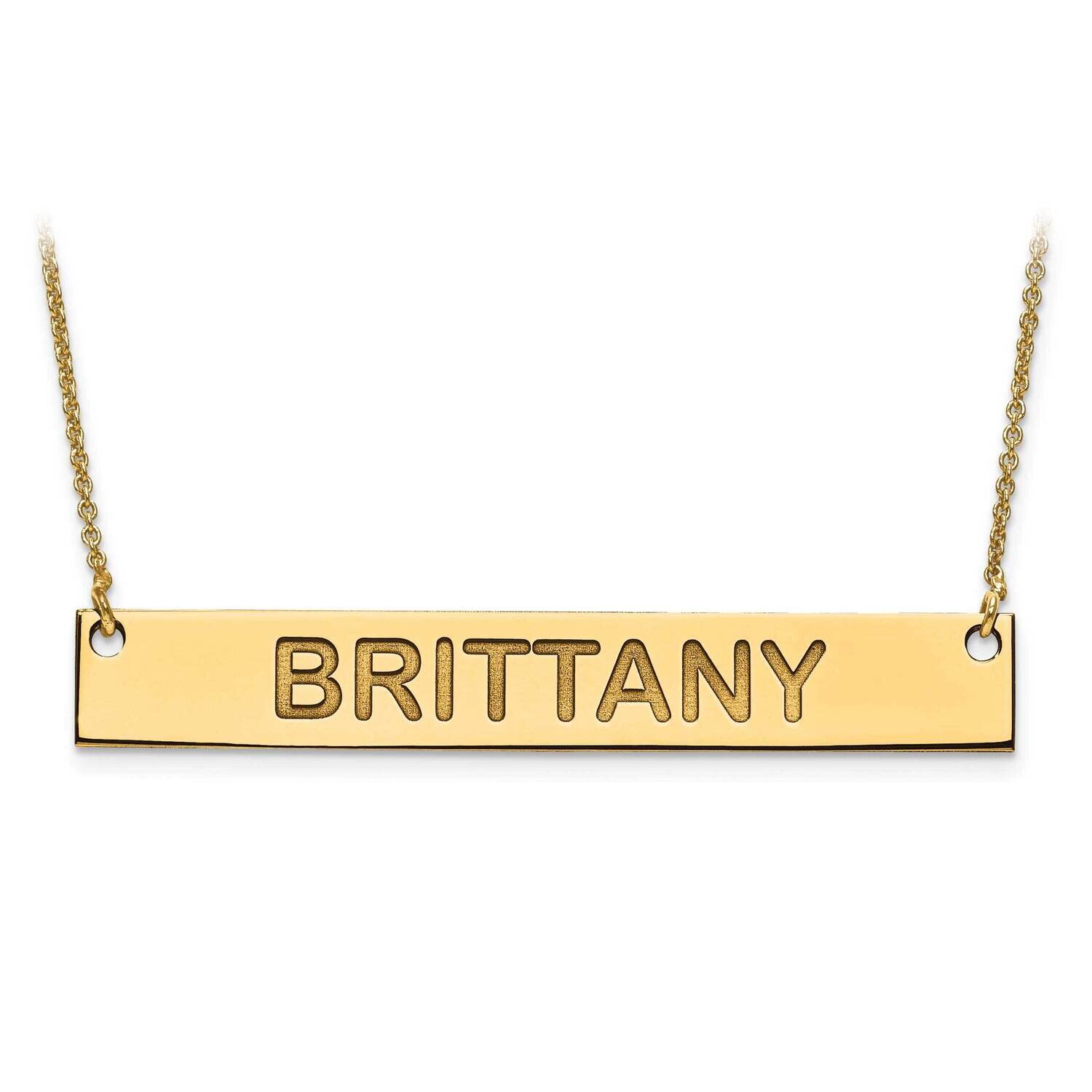 Large Polished Block Letter Name Bar with Chain 10k Gold 10XNA645Y