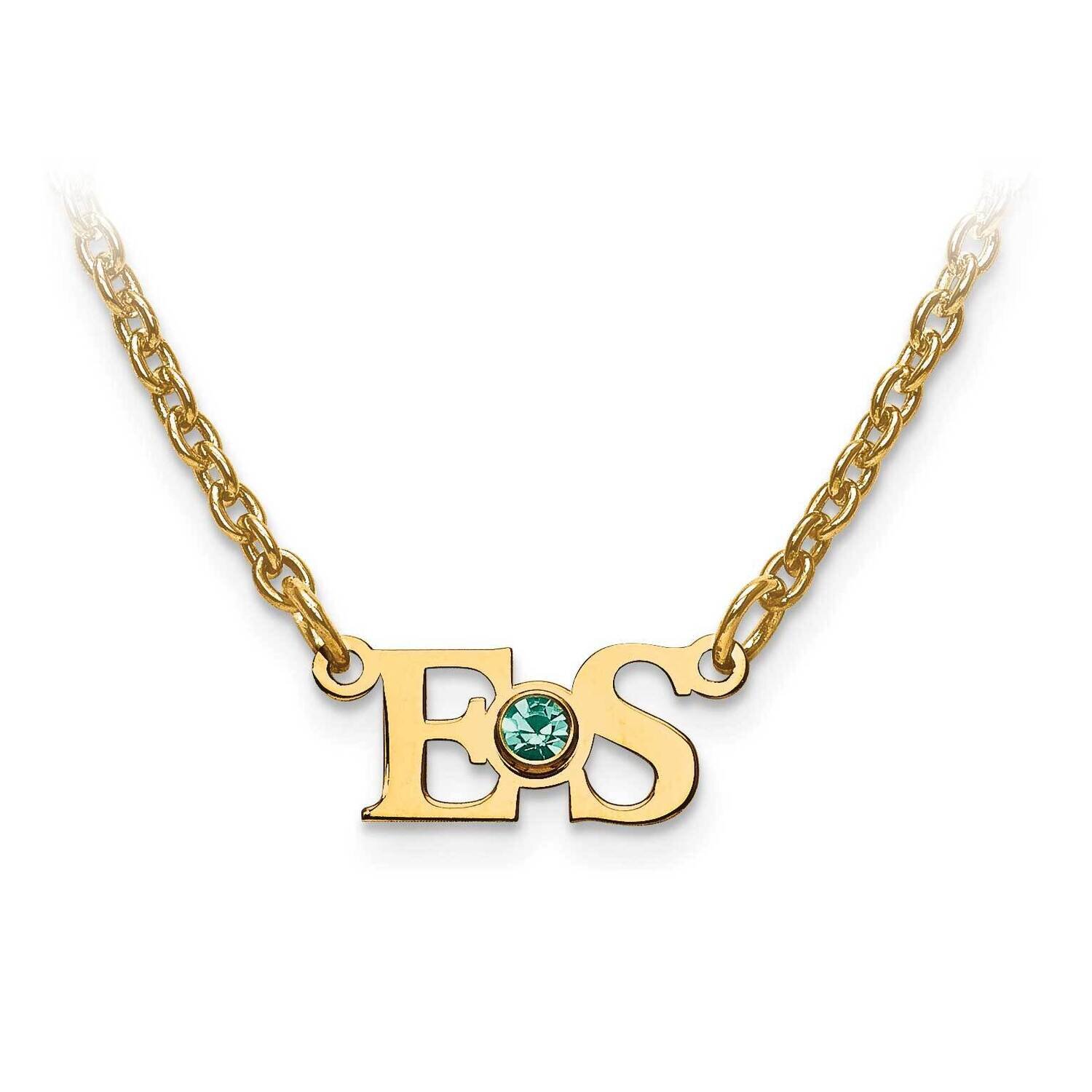 Small Laser Polished Birthstone Initial Pendant with Chain 10k Gold 10XNA655Y