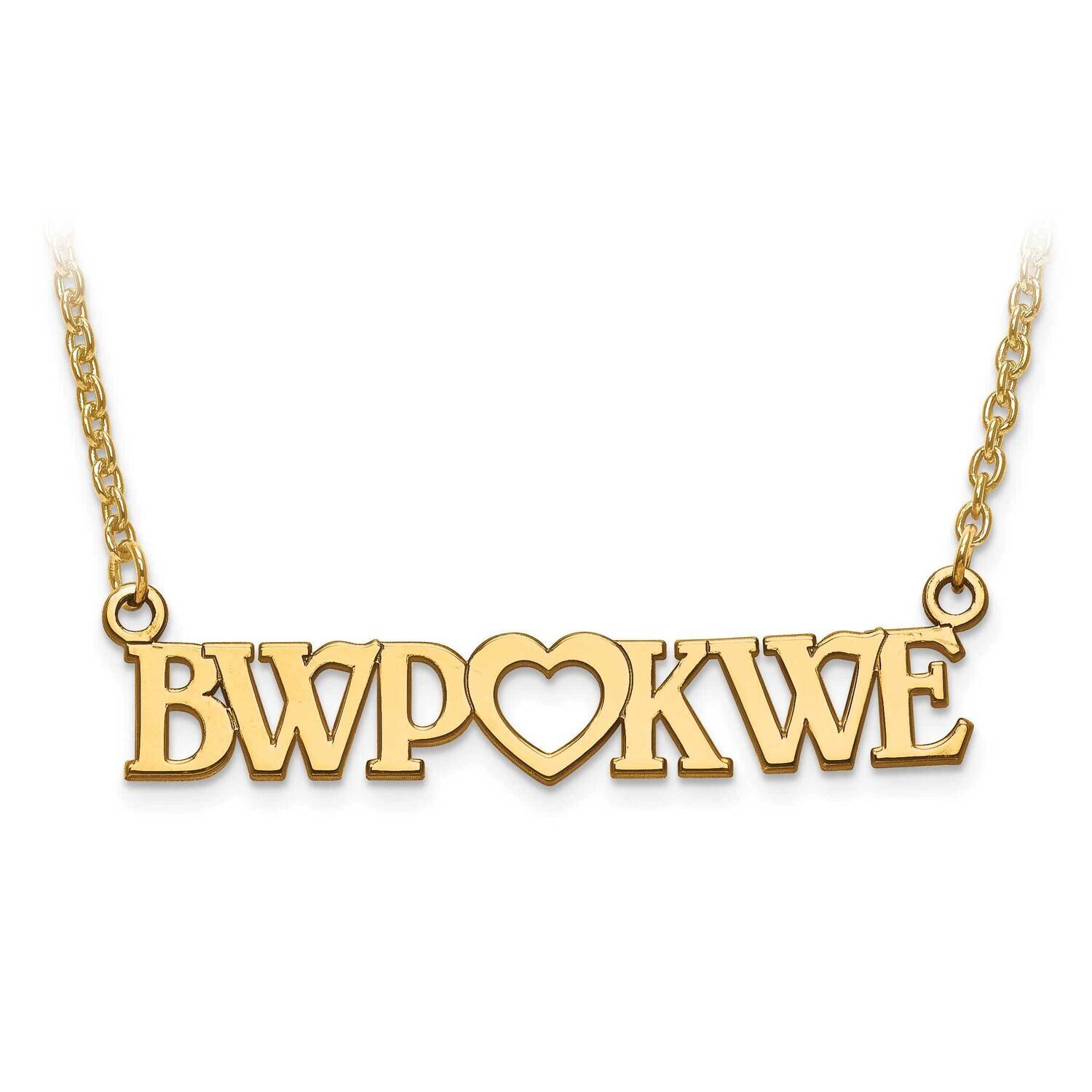 Couple's Monogram And Heart Plate with Chain 10k Gold Laser Polished 10XNA658Y