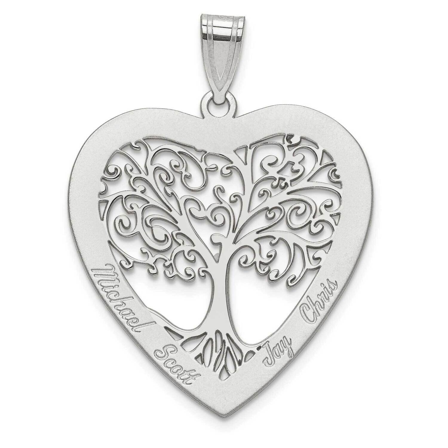 Laser Polished Family Tree Heart Pendant 10k White Gold 10XNA668W, MPN: 10XNA668W,
