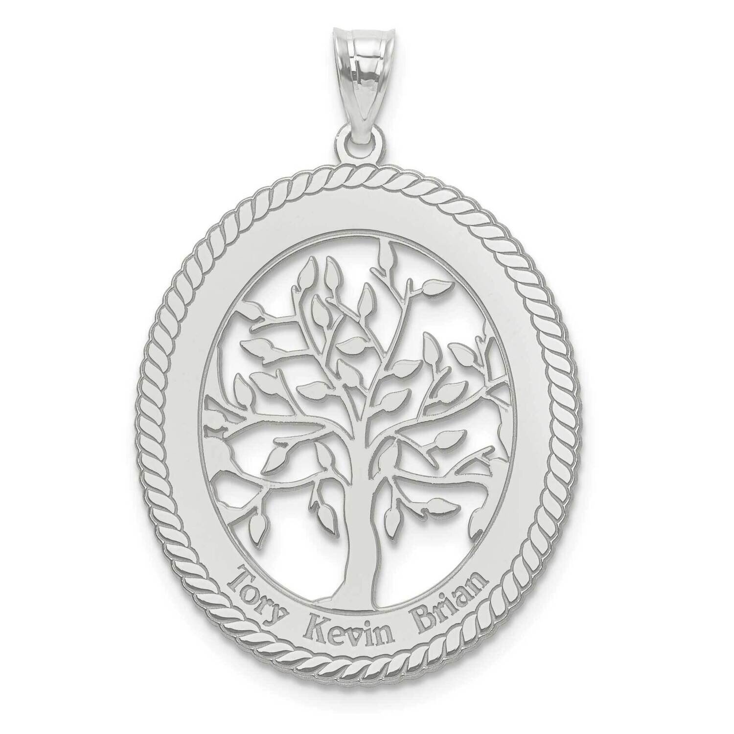 Laser Polished Family Tree Oval Pendant 10k White Gold 10XNA669W, MPN: 10XNA669W,