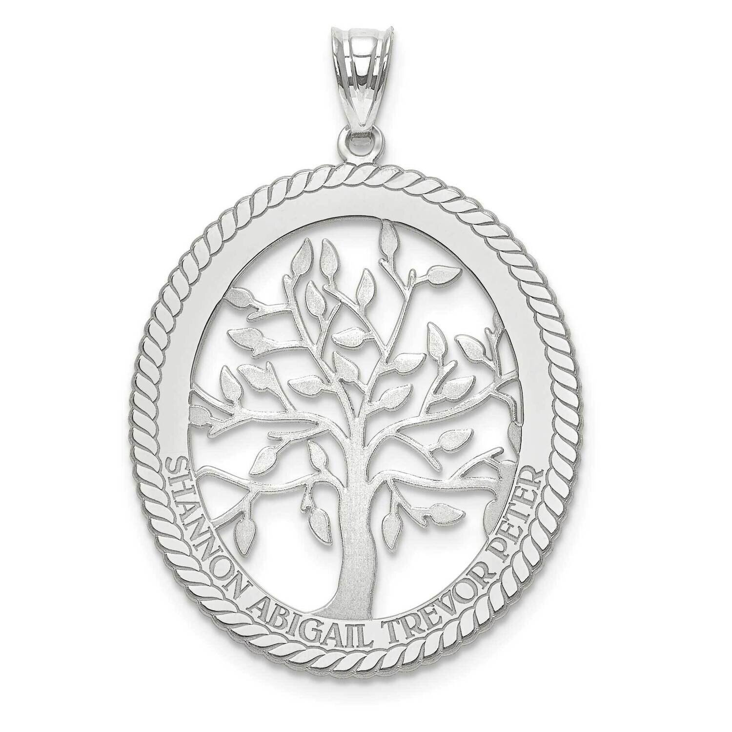 Laser Polished Family Tree Oval Pendant 10k White Gold 10XNA670W, MPN: 10XNA670W,