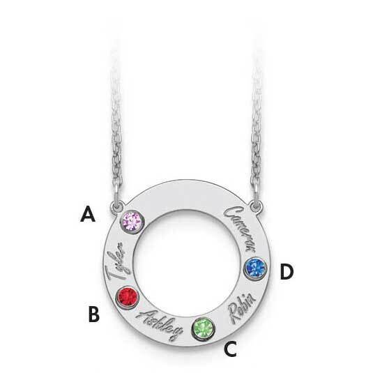 4 Birthstones Name Cutout Circle Necklace 10k White Gold with 14k Gold Bezels 10XNA880/4W, MPN: 10X…