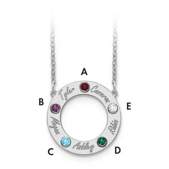 5 Birthstones Name Cutout Circle Necklace 10k White Gold with 14k Gold Bezels 10XNA880/5W, MPN: 10X…