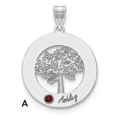10kw with 14KY Bezel &amp; 1 Birthstone Name Cutout Circle Charm 10k White Gold with 14k Gold Bezels 10…