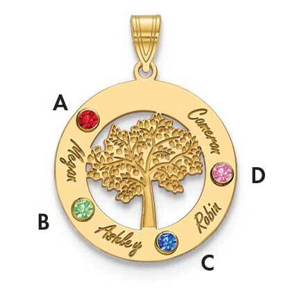 4 Names &amp; 4 Birthstones Cutout Circle Charm 10k with 14k Gold Bezels 10XNA882/4Y, MPN: 10XNA882/4Y,