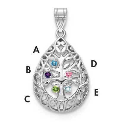 5 Birthstone Tree of Life Tear Drop Pendant 10k White Gold 10XNA908/5W, MPN: 10XNA908/5W,
