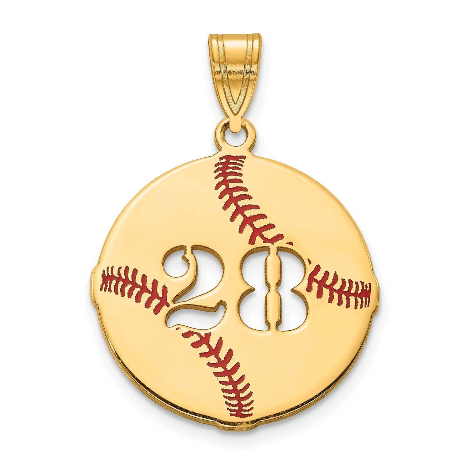Epoxied Baseball Charm with Number 10k Gold 10XNA926Y