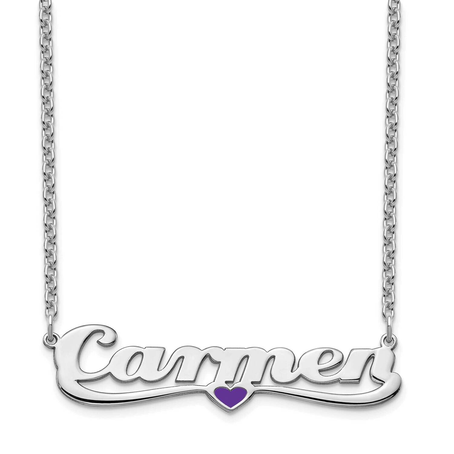 Epoxied Heart Nameplate Necklace 10k White Gold 10XNA936W, MPN: 10XNA936W, 191101992612