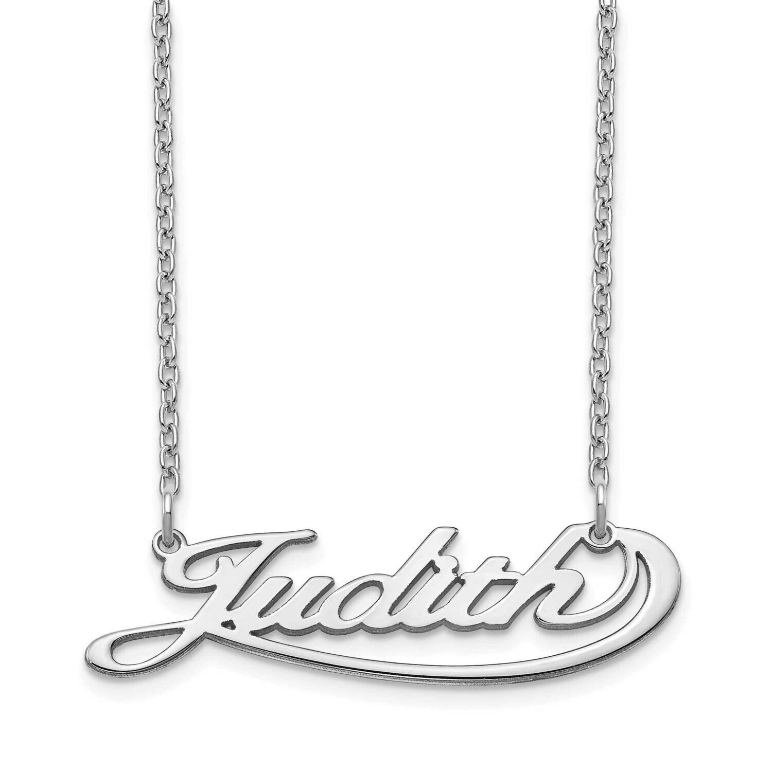 Under Swoop Nameplate Necklace 10k White Gold 10XNA946W