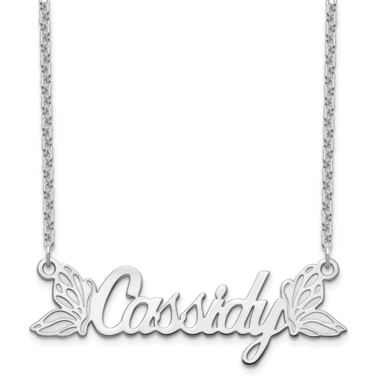 Butterfly Wings Nameplate Necklace 10k White Gold 10XNA963W