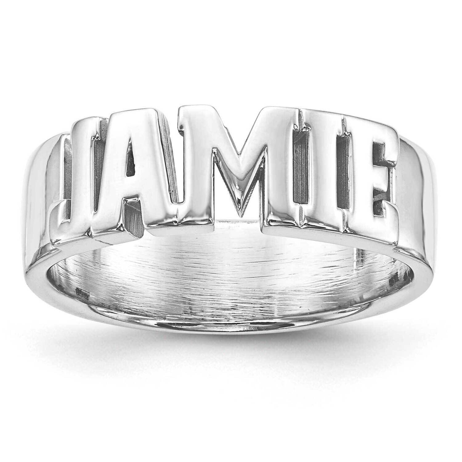 Casted High Polish Name Ring 10k White Gold 10XNR54W