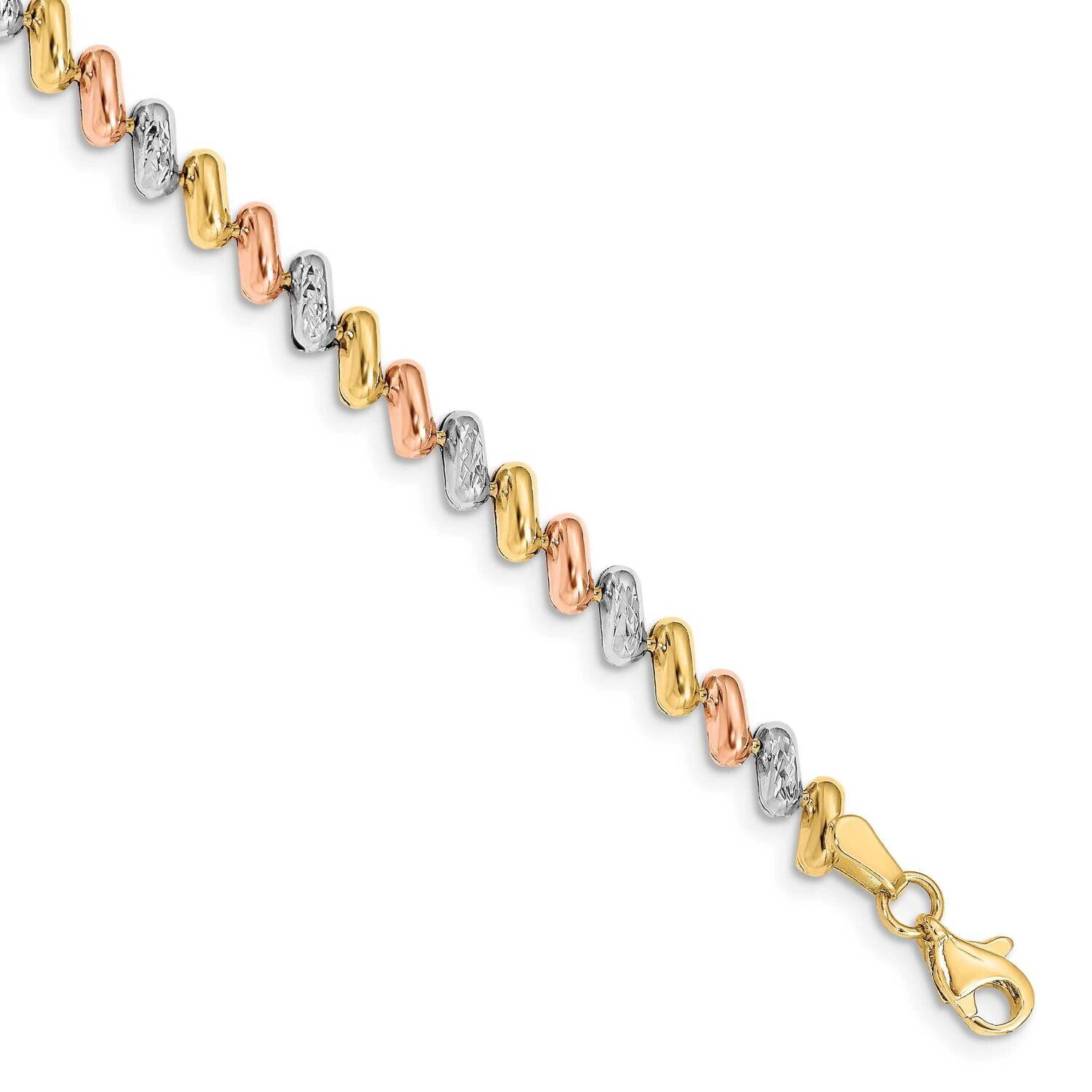 Polished Fancy Link Bracelet 14k Tri-color Gold HB-LF1306-7.5