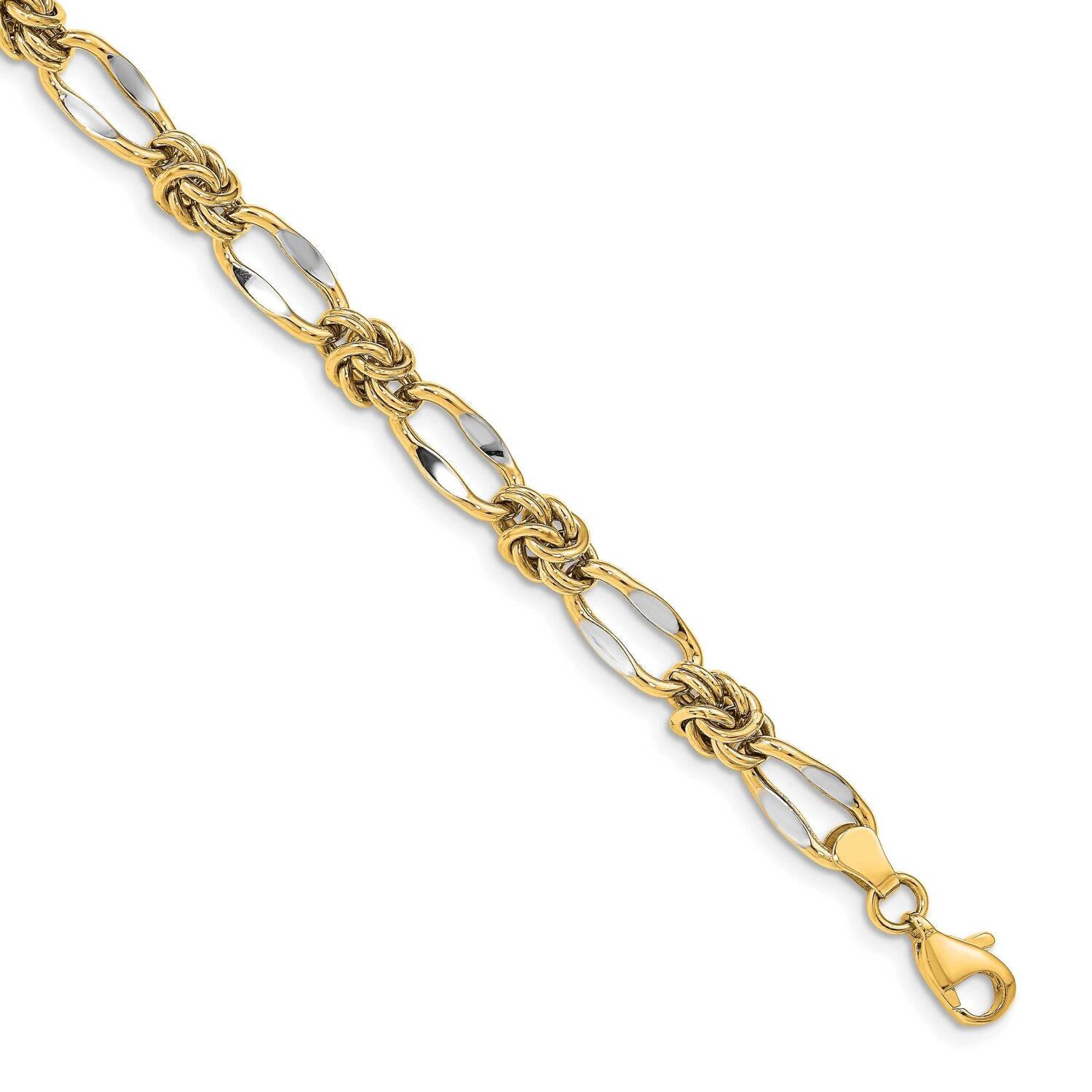 Fancy Link Bracelet 14k Gold Rhodium-plated HB-LF1316-7.5
