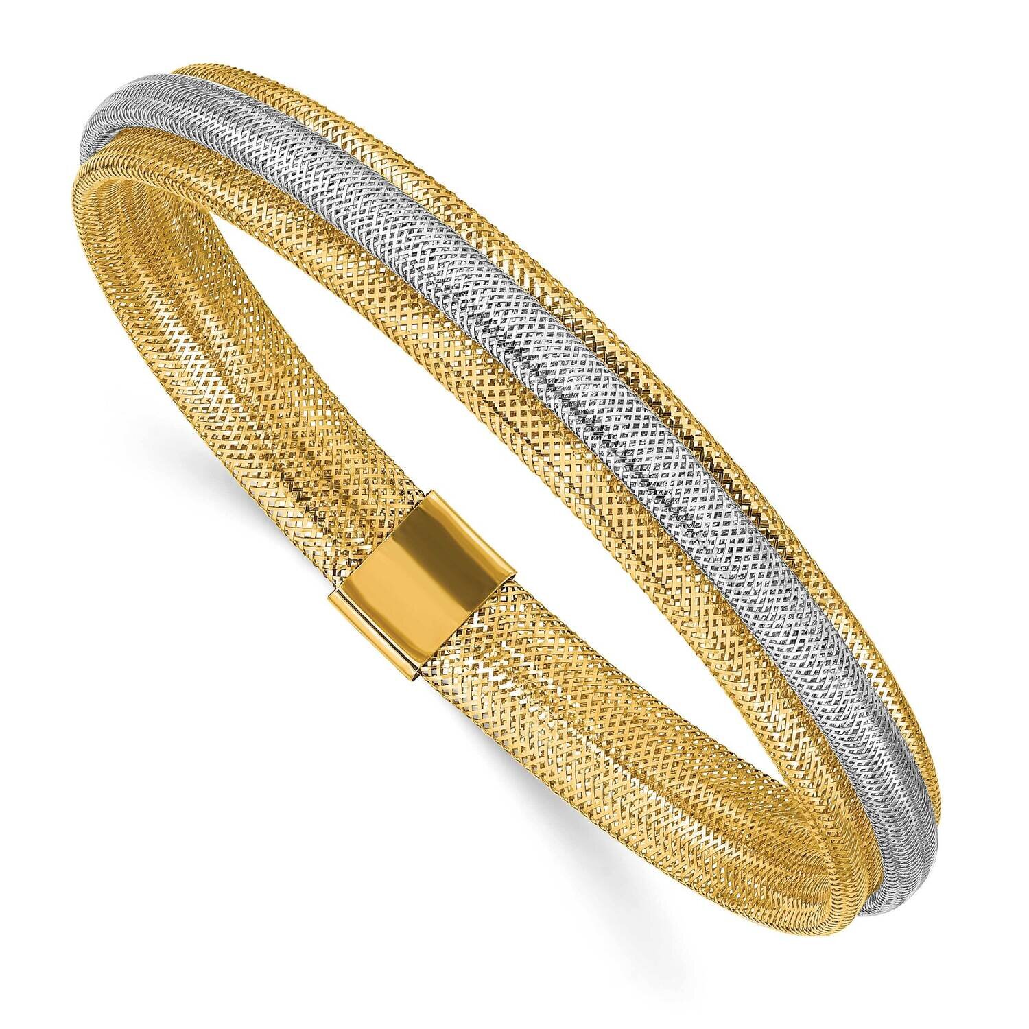 Textured Stretch Bracelet 14k Two-tone Gold Polished HB-LF1334